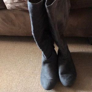 Suede knee high boots!
